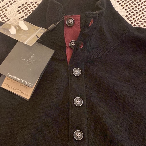 State Cashmere Men’s Button Up Mock Neck Sweater NWT Sz XL 100% Pure cashmere - Picture 4 of 12